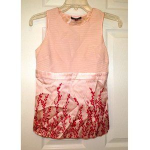Vintage Pink Floral Silk Blouse Bebe Sleeveless Quality Top Size XS